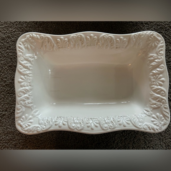 1950’s BIZZIRRI Made Italy Off White Scalloped Ceramic Rectangle Serving Dish x3 - Picture 4 of 11